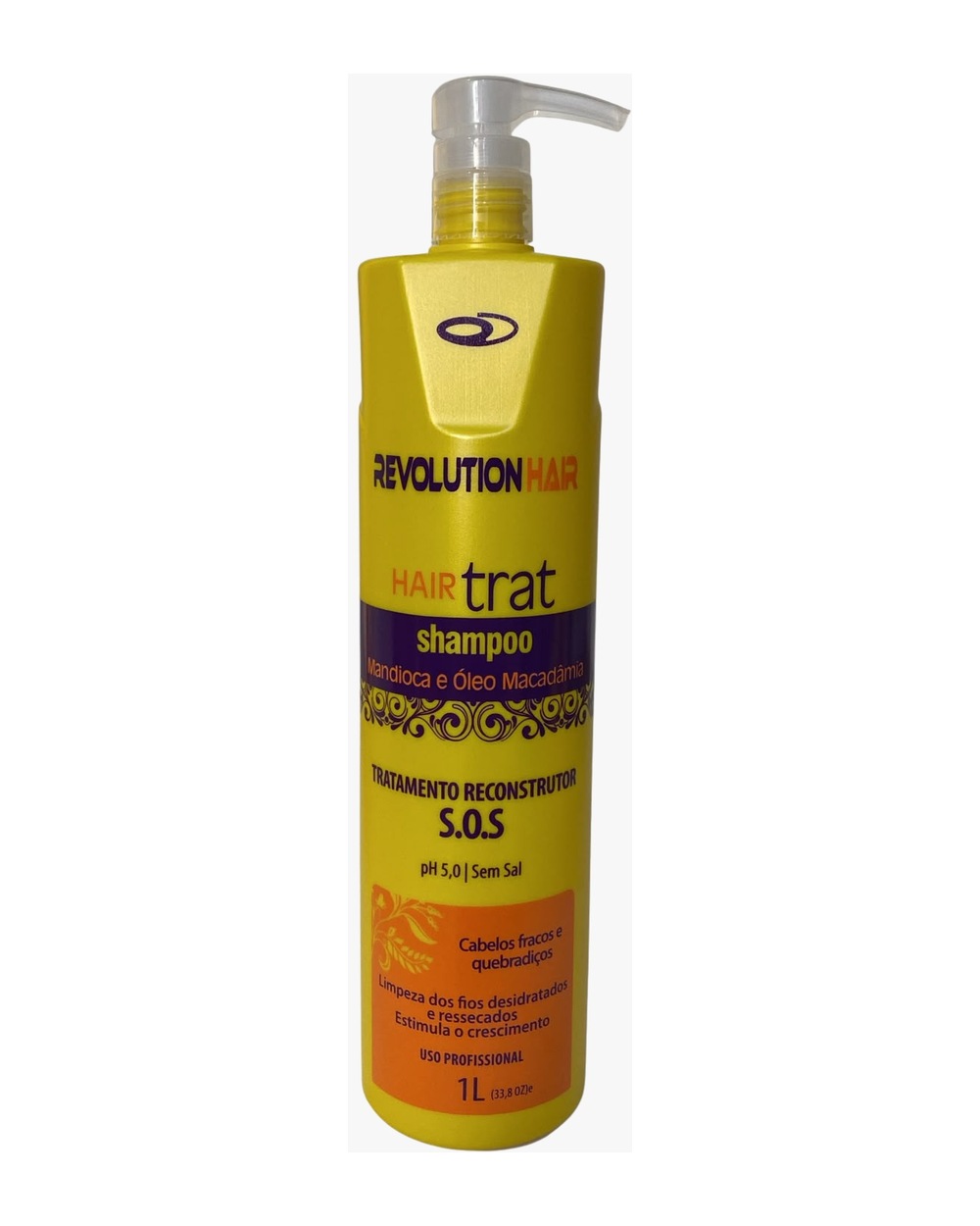 1 Shampoo Mandioca e Óleo de Macadãmia PH 5,0 Sem Sal Tratamento Reconstrutor S.O.S.