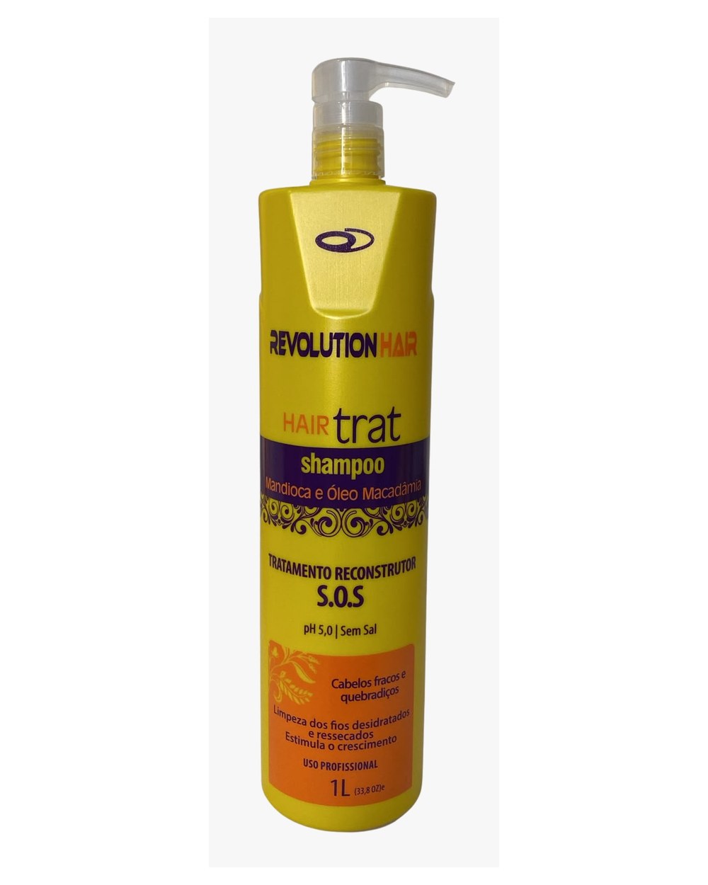 1 Shampoo Mandioca e Óleo de Macadãmia PH 5,0 Sem Sal Tratamento Reconstrutor S.O.S.